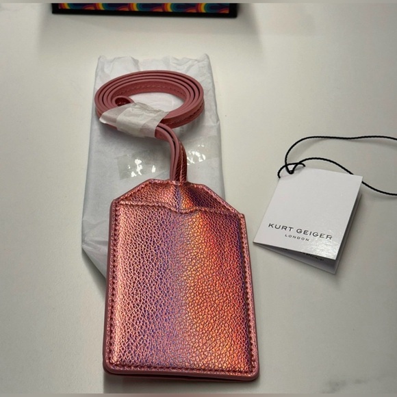 Kurt Geiger Southbank Iridescent Pink Tag Lanyard - Picture 3 of 4